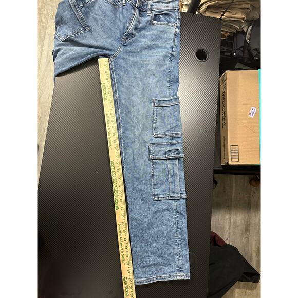 American Eagle Super Baggy High Rise Cargo Skater Jeans Size 2 Y2K Streetwear - Picture 7 of 15